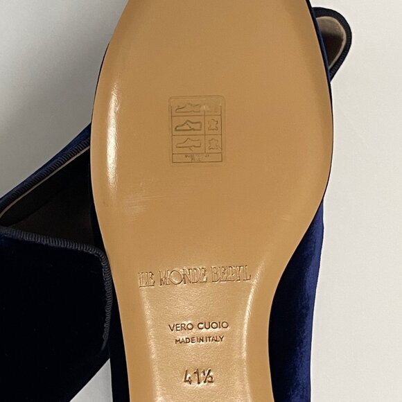 Le Monde Beryl blue velvet smoking slippers - women's 11.5 - Picture 4 of 7
